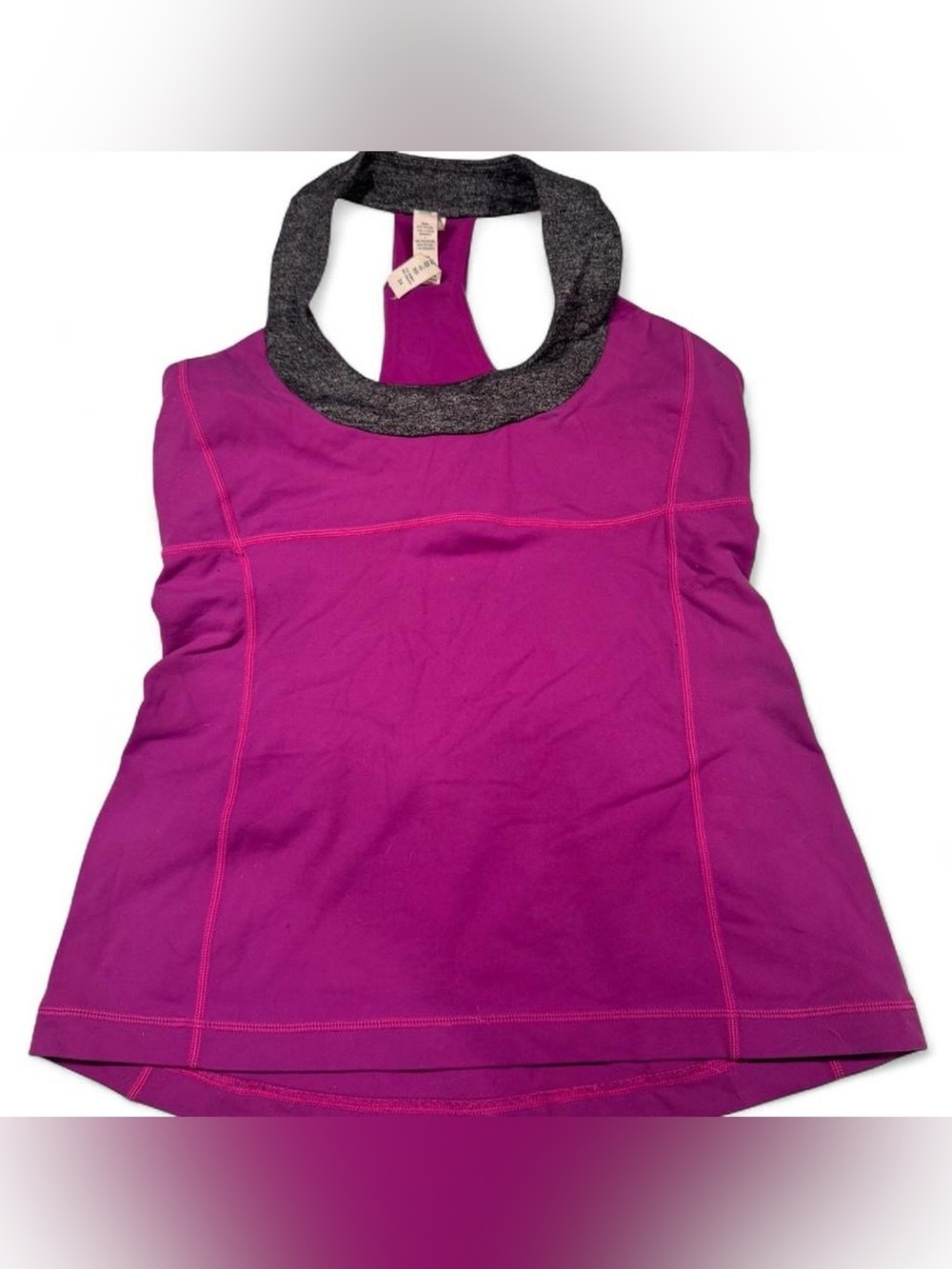 Lululemon Size 8 “Me Up” Scoop Neck Mesh Racerback Top Purple Gray Shelf Bra